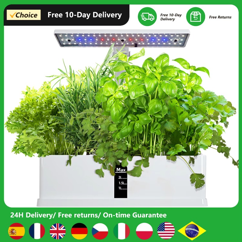 Grow Light Led - 9ポッドスマート水耕栽培システム 室内ガーデンキット 自動タイマー 高さ調整可能 15W LED育成ライト