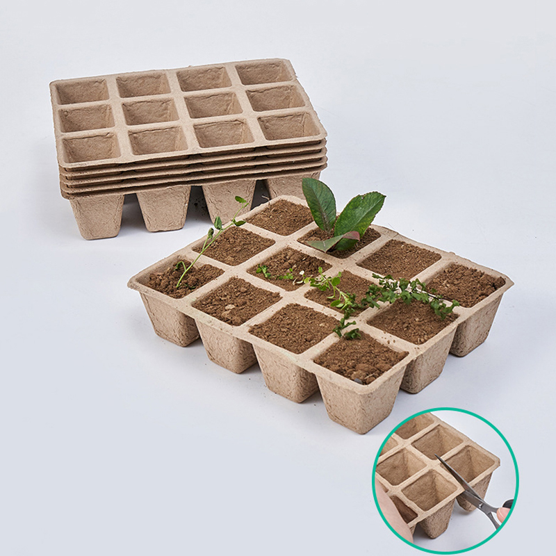 Seed Starter Tray - 生分解性ガーデニングサイイングトレイ、植木鉢、種子プランター、水耕栽培システムツール、12穴、5個