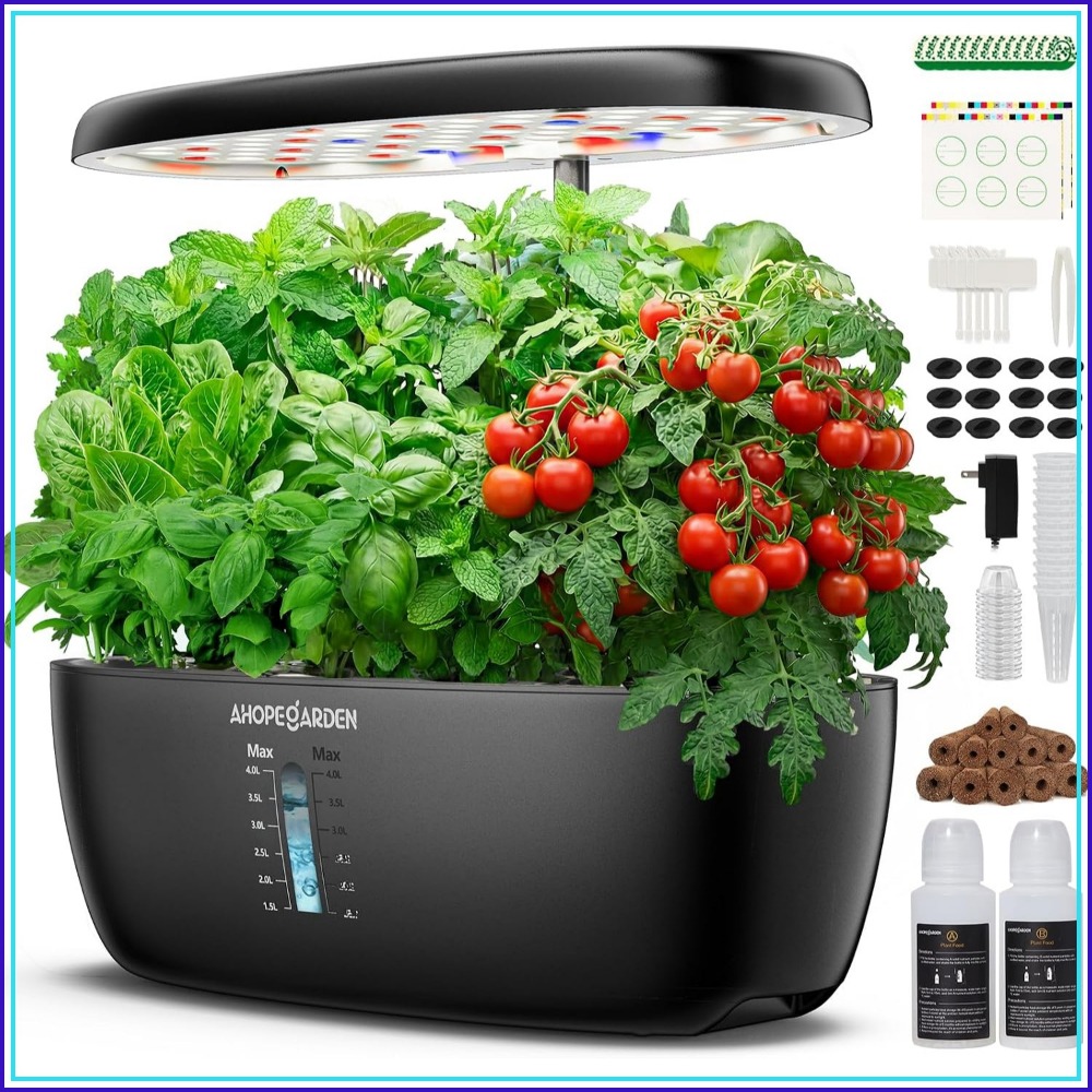 Hydroponic Kit - 12ポッド水耕栽培ガーデン、LED育成ライト付き、屋内ハーブキット
