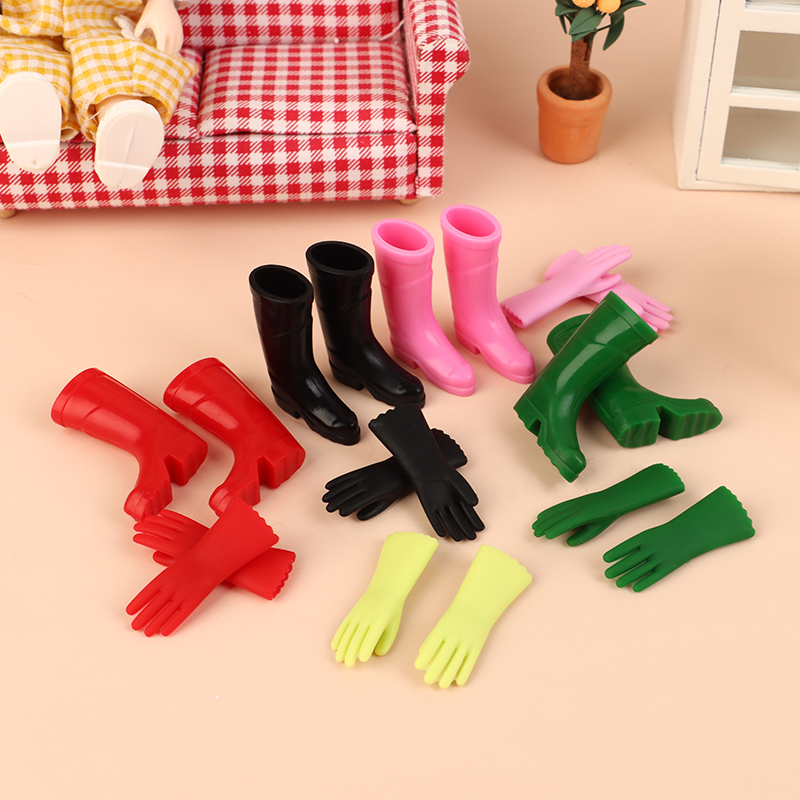 Garden Gloves - 1 セット 1:12 ドールハウスミニチュアレインブーツガーデニング手袋手袋ベーキンググローブランドリーミットモデルファーム装飾おもちゃ