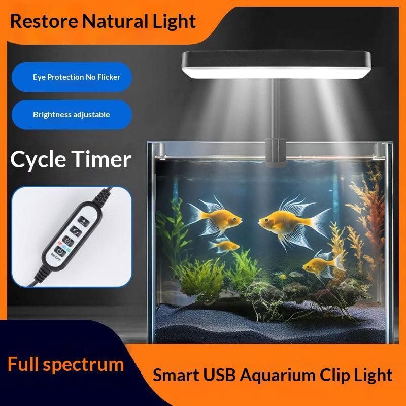 Grow Light Led - フルスペクトルLED水槽ライト 360度調整可能 タイマー付き 水草育成ライト