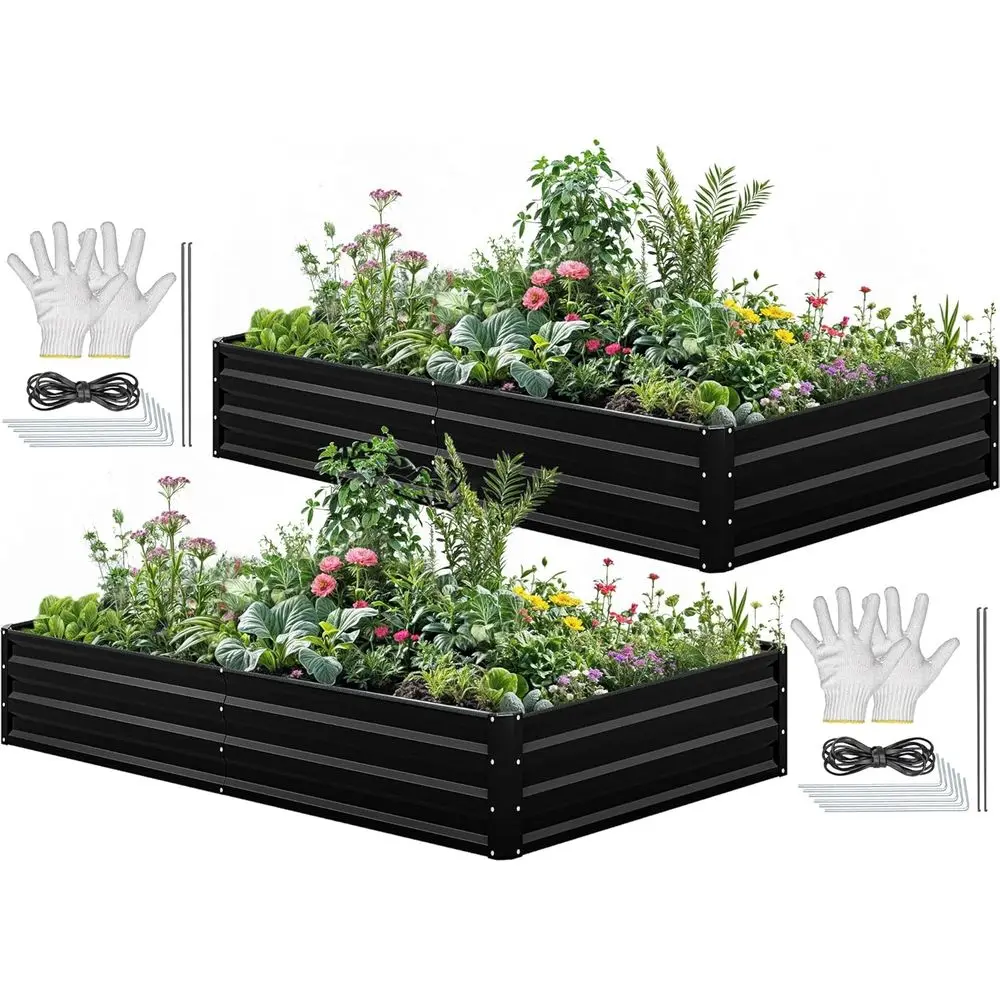 96x48x12インチ亜鉛メッキ鋼製レイズドガーデンベッドキ - Garden Gloves のレビューと価格