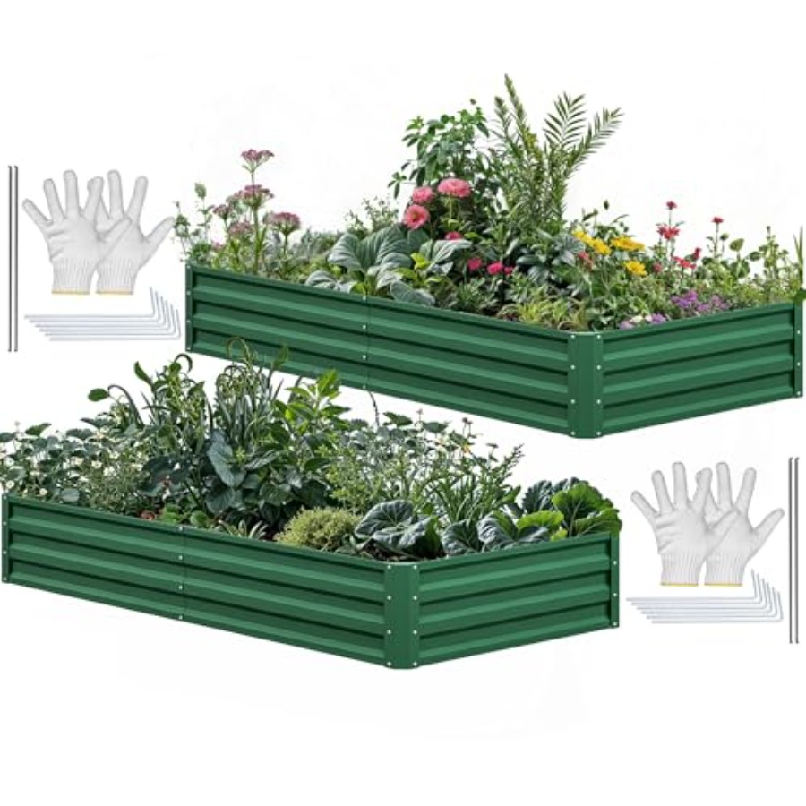 屋外用のプランターキット。亜鉛メッキ鋼製で、錆びにくく、緑色 - Garden Gloves のレビューと価格