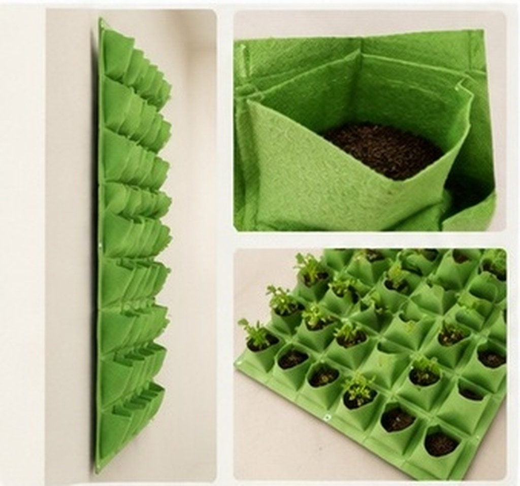64ポケットの壁掛け式プランティングポーチ。不織布フェルト製 - Grow Bag のレビューと価格